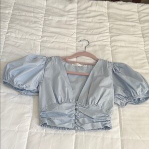 NWOT Altard State size XS Light‎ Blue Puff Sleeve Top